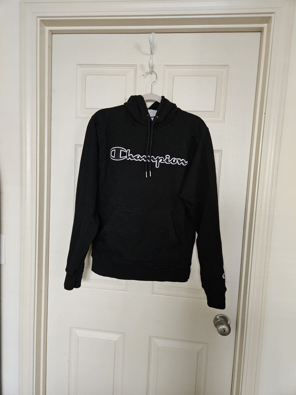 Champion Black Crewneck Hoodie with Script Logo